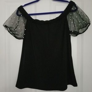 Black beaded sleeve top